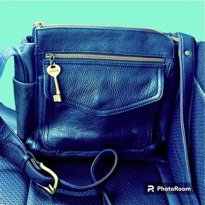 Fossil Black Pebbled Leather Crossbody Bag Pebbled Loaded W Compartments MINT